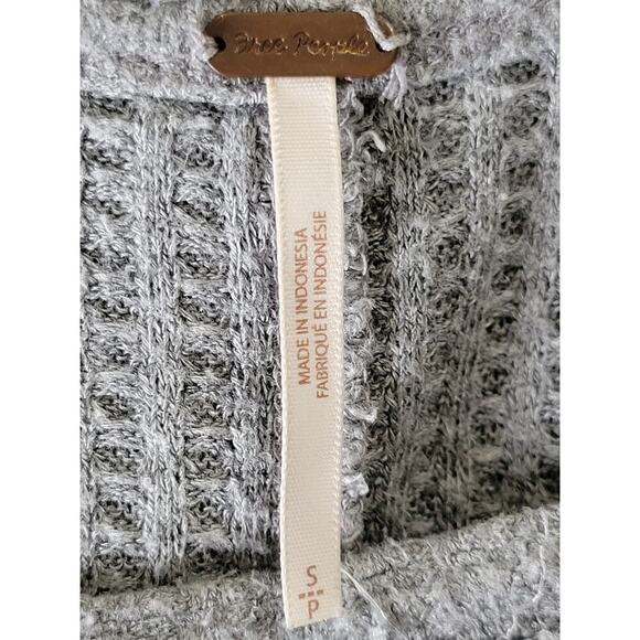 Free People Women's Oversized Waffle Knit Long Sleeve Thermal Top Small Grey‎ - Picture 10 of 10